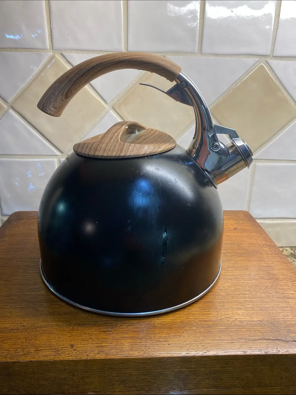 Rae Dunn Tea Water Stove Top Whistling Kettle Black - Picture 2 of 9